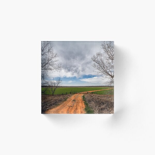 Take Me Home - Old Dirt Road in Oklahoma Acrylic Block