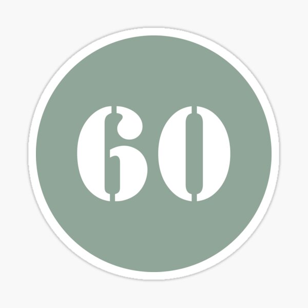 Number Sixty (60) in Green Circle Sticker
