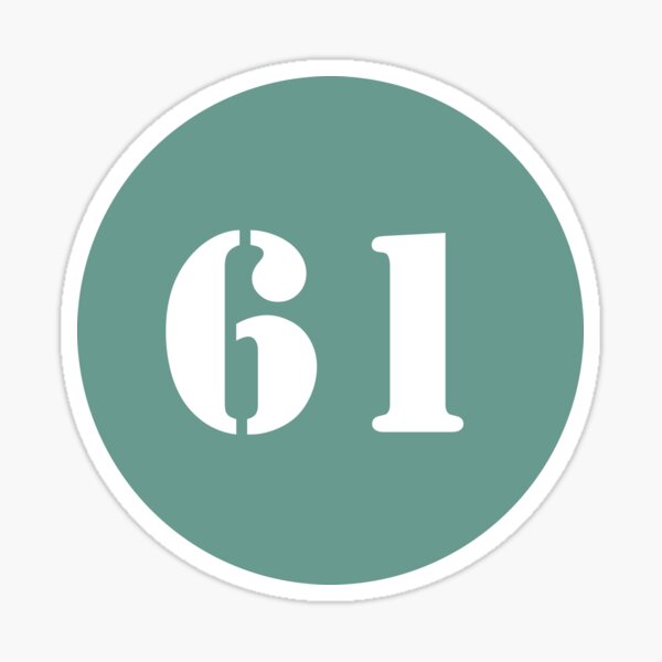 Number Sixty One (61) in Green Circle Sticker
