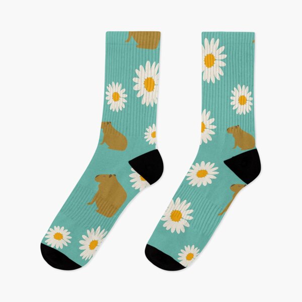 Item preview, Capybaras with daisies flowers teal designed and sold by ArlacV.