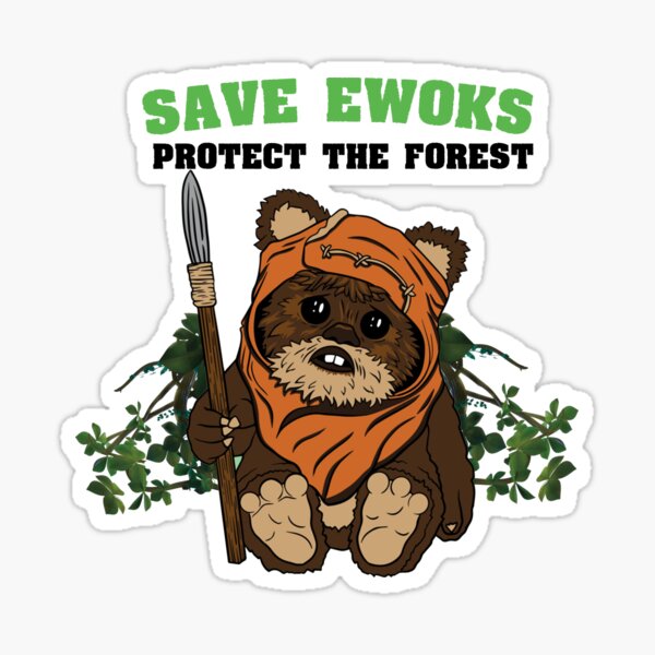 Vista previa del artículo con la obra «Salvar a los ewoks Proteger el bosque», diseñado y vendido por Americaland.
