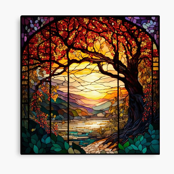 Stained Glass Tree - 40x50cm (16x20in) / Rolled Canvas (No Frame) / None