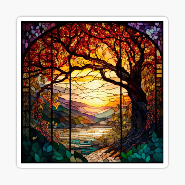 Item preview, Stained Glass Autumn Tree designed and sold by LeahTT.