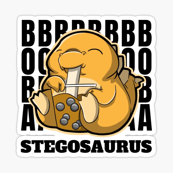 Item preview, Cute little baby Stegosaurus drinking boba milk tea designed and sold by The magic  Yellow bus.