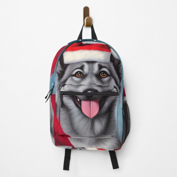 Item preview, Christmas Norwegian Elkhound Wearing A Santa Hat designed and sold by ZenEverAI.