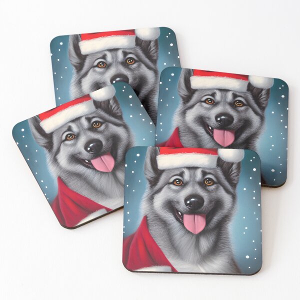Item preview, Christmas Norwegian Elkhound Wearing A Santa Hat designed and sold by ZenEverAI.