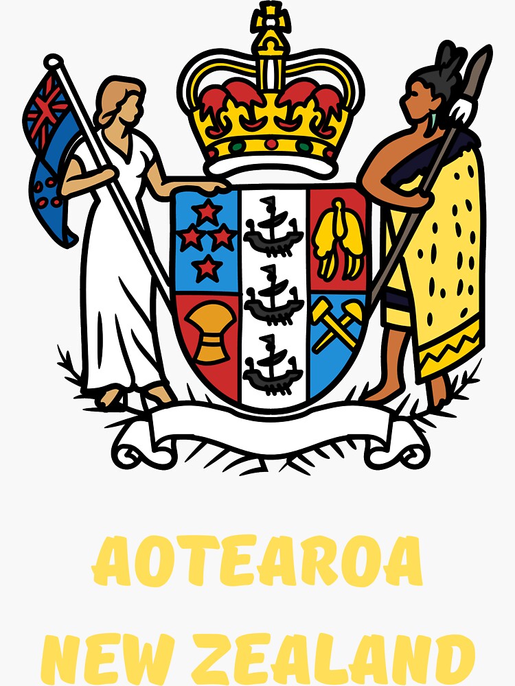 "Aotearoa New Zealand Coat of Arms" Sticker for Sale by AtarangiDesigns