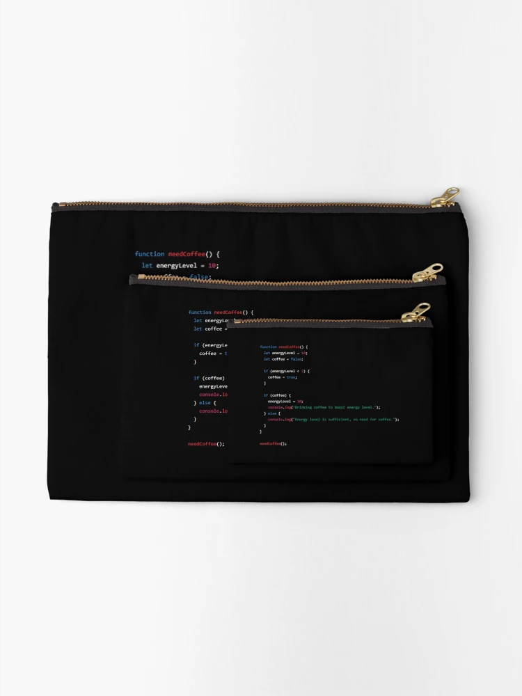 Thumbnail 2 of 4, Zipper Pouch, Funny JavaScript Sudo Code designed and sold by Ryan Dooley.