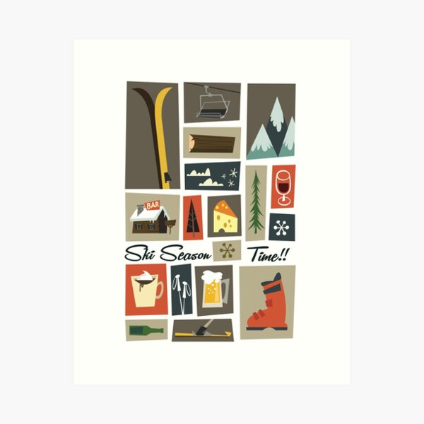 Item preview, Ski Season Time poster illustration designed and sold by GAGodel.