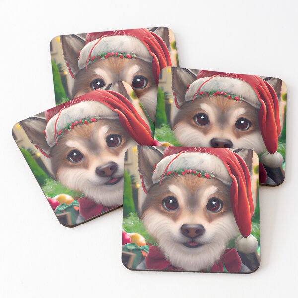 Item preview, Christmas Norwegian Lundehund Wearing A Santa Hat designed and sold by ZenEverAI.