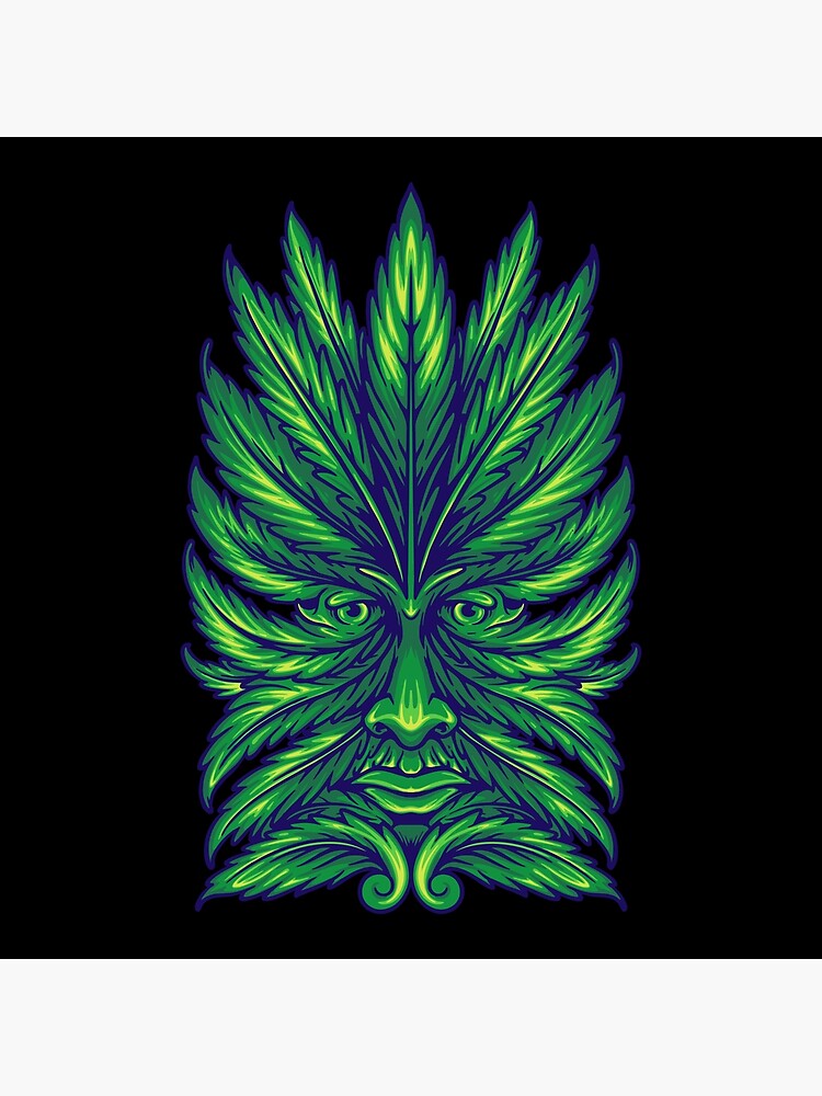 Discover Green Man WEED Leaf Face Image ~ for Cannabis Marijuana Pot Smoking Stoners Premium Matte Vertical Poster