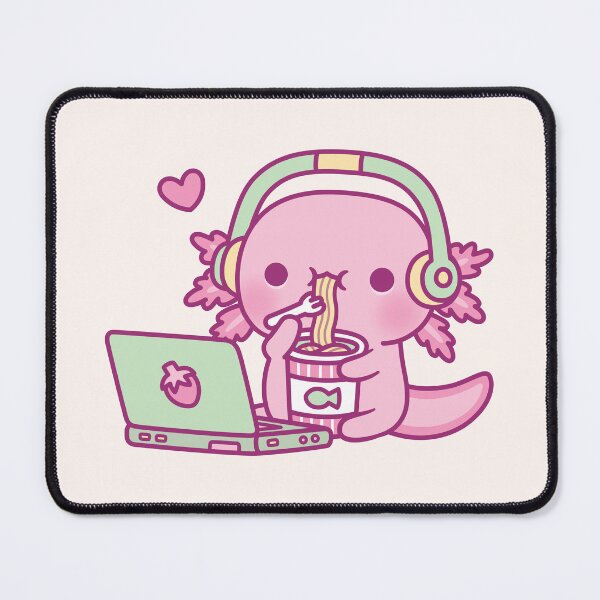 Item preview, Cute Axolotl Loves Instant Noodles And Anime designed and sold by rustydoodle.