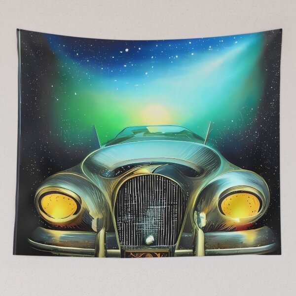 Artikelvorschau, Retro-Auto im Weltraum entworfen und verkauft von BigBrainArtwork.