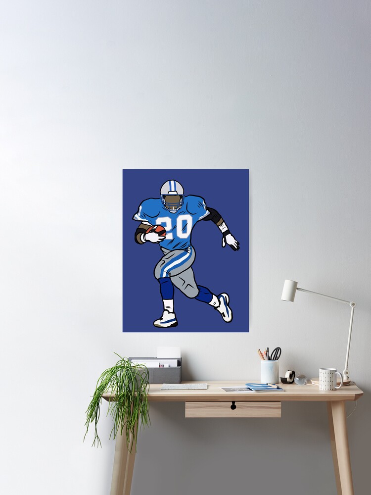 Barry Sanders Poster Detroit Lions Wall Art Printable Man 