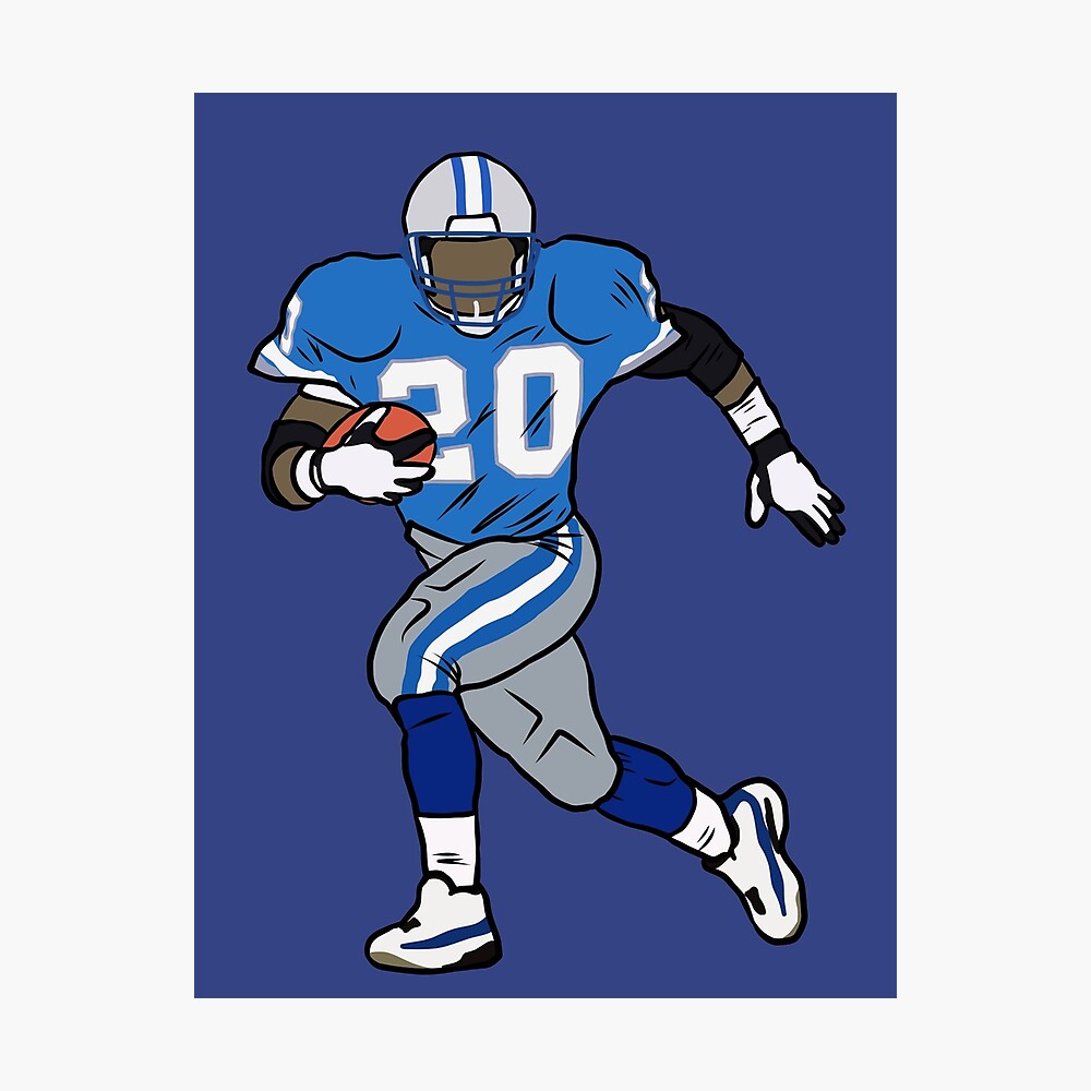 Vintage BARRY SANDERS Detroit Lions Poster Football Print Poster