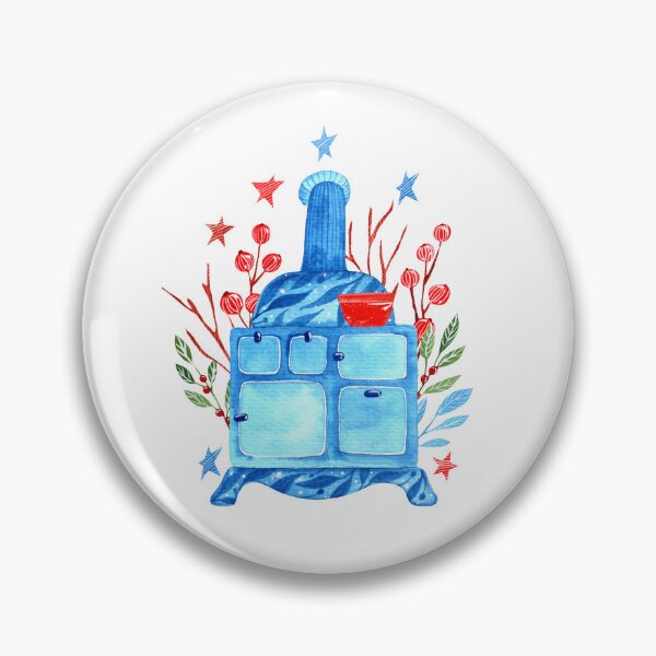 Item preview, Antique wood burning stove watercolor illustration designed and sold by pinkyfish1010.