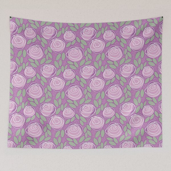Item preview, Rose Garden Linework 2- Dark Lilac + White designed and sold by Carina Parry Studios.