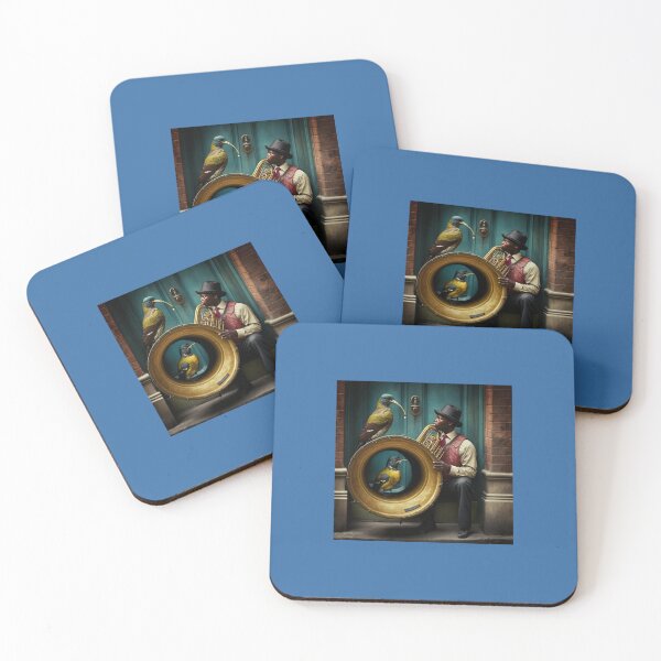 Item preview, African American Tuba Player in New Orleans with Birds! designed and sold by Bleknervin.