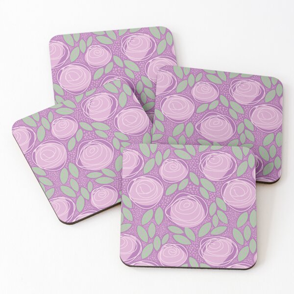 Item preview, Rose Garden Linework 3 - Dark Lilac + Pink designed and sold by Carina Parry Studios.