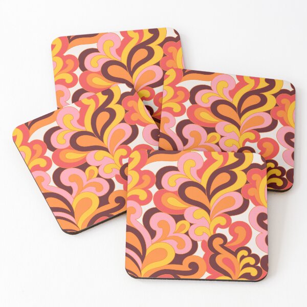 Item preview, Retro swirl pattern 70s floral designed and sold by ReneMagritteArt.
