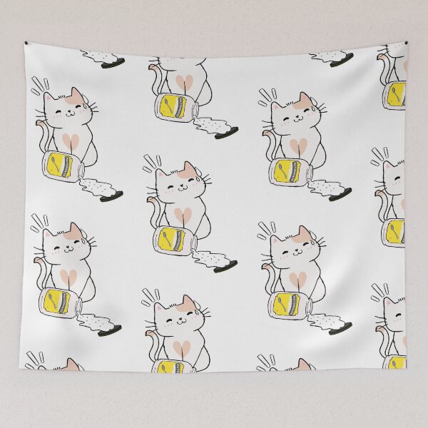 Item preview, Cute White Cat Spilled Mayonnaise designed and sold by Pet Station.