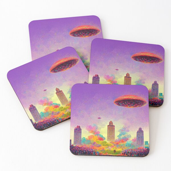 Item preview, Alien Invasion Invaders UFO Psychedelic Extraterrestrial Unidentified Flying Object  designed and sold by Weirdarto.