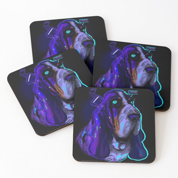 Item preview, basset hound ciberpunk designed and sold by GhostlierNation.