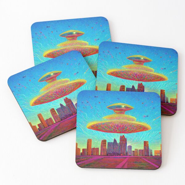 Item preview, Alien Invasion Rocket UFO Psychedelic Extraterrestrial Unidentified Flying Object  designed and sold by Weirdarto.