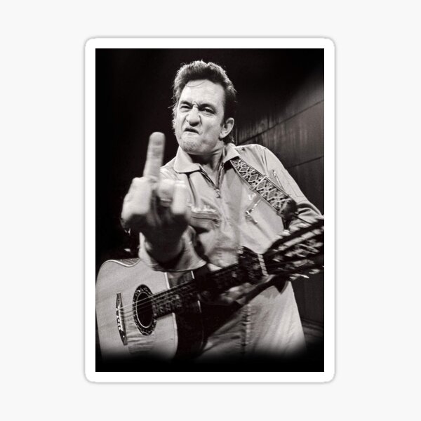 Middle Finger Johnny Black And White Poster Sticker