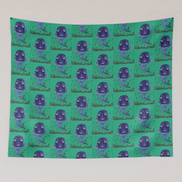 Item preview, Quirky Blue Fish designed and sold by BeaOutsiderArt.