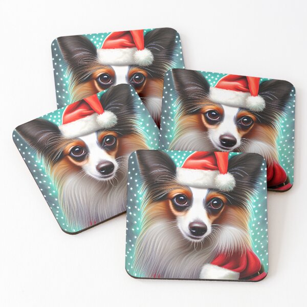 Item preview, Christmas Papillon Wearing A Santa Hat designed and sold by ZenEverAI.