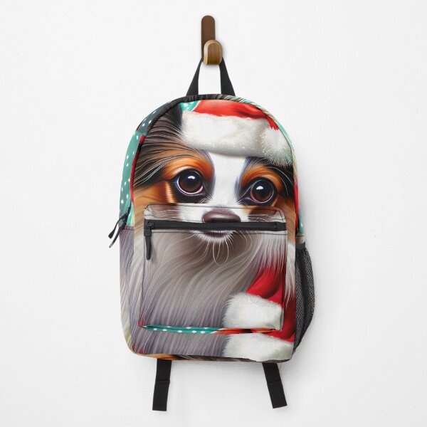 Item preview, Christmas Papillon Wearing A Santa Hat designed and sold by ZenEverAI.