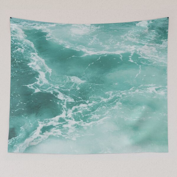 Item preview, waves thrashing white blue print designed and sold by Vkhandekar.