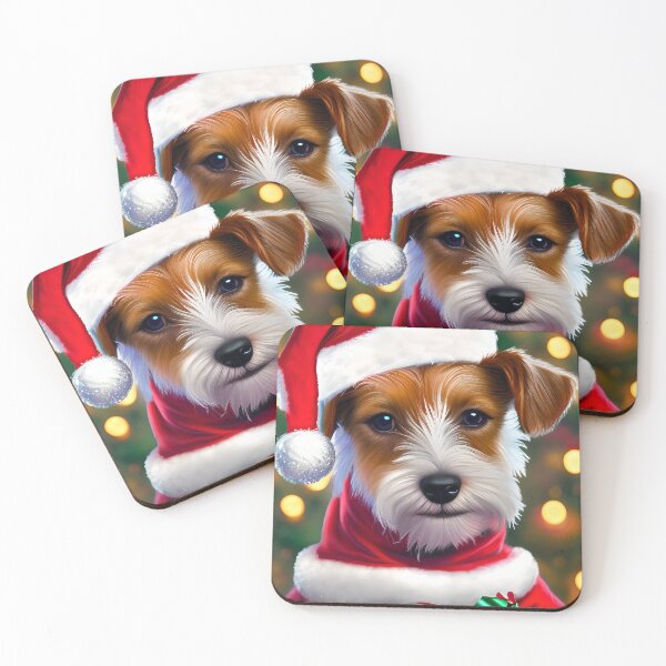 Item preview, Christmas Parson Russell Terrier Wearing A Santa Hat designed and sold by ZenEverAI.
