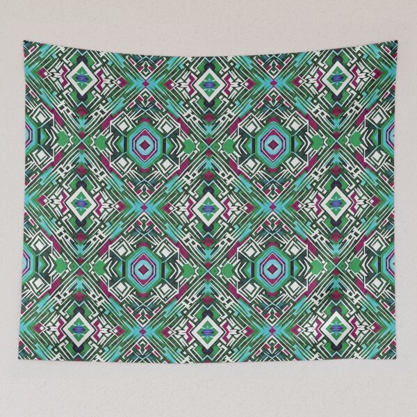 Item preview, Traditional Igorot-inspired tribal pattern. Ethnic Green, blue, black and maroon designed and sold by IlustradoArts.