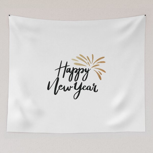 Item preview, happy new year in black with gold fireworks designed and sold by JAG2B.