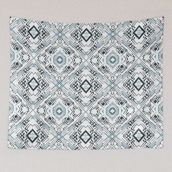 Item preview, Traditional Igorot-inspired tribal pattern. Ethnic White, black and blue grey. designed and sold by IlustradoArts.