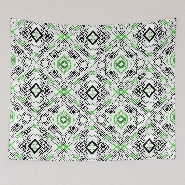 Item preview, Traditional Igorot-inspired tribal pattern. Ethnic White, black and green. designed and sold by IlustradoArts.