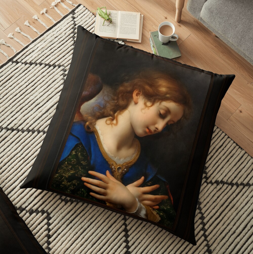 The Angel of the Annunciation by Carlo Dolci - An Awe-Inspiring Tale Of Everlasting Life 3 The Angel of the Annunciation by Carlo Dolci Remastered Xzendor7 Classical Art Old Masters Reproductions Floor Pillow