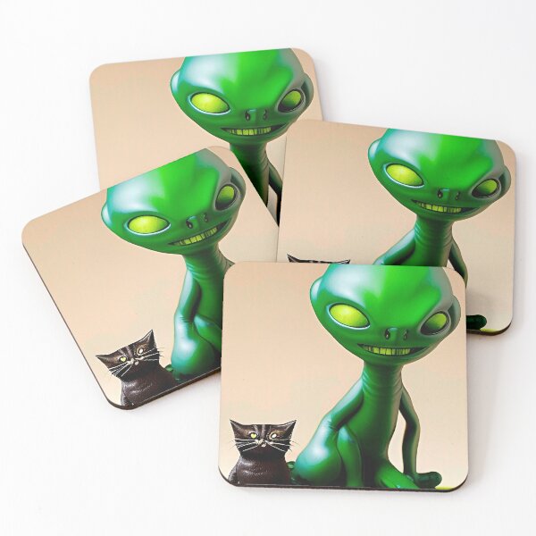 Item preview, Funny alien art. Extraterrestrial and cat designed and sold by Neo-Expression.