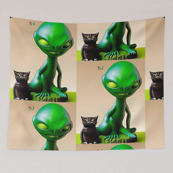 Item preview, Funny alien art. Extraterrestrial and cat designed and sold by Neo-Expression.