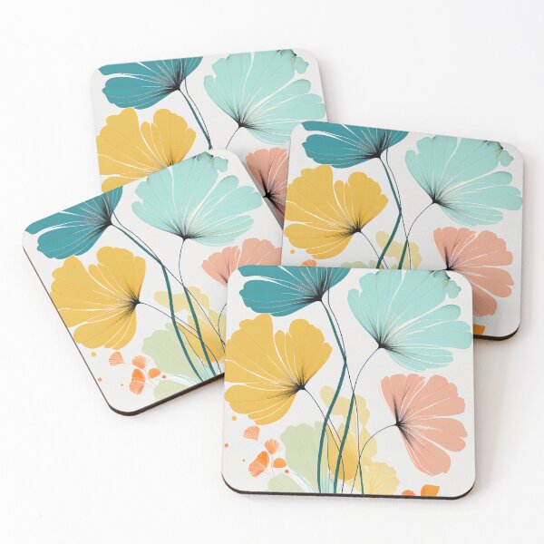 Item preview, "Ryleigh" - Watercolor Flowers Abstract Painting Pattern in Blue, Yellow, Green, Pink designed and sold by HiArtify ❤️.