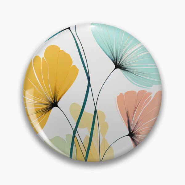 Item preview, "Ryleigh" - Watercolor Flowers Abstract Painting Pattern in Blue, Yellow, Green, Pink designed and sold by HiArtify ❤️.