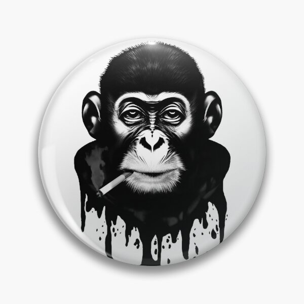 Artikelvorschau, B&W rauchende Schimpansenillustration, gedruckte Wahrheitsgeschenkidee! entworfen und verkauft von printedtruth.