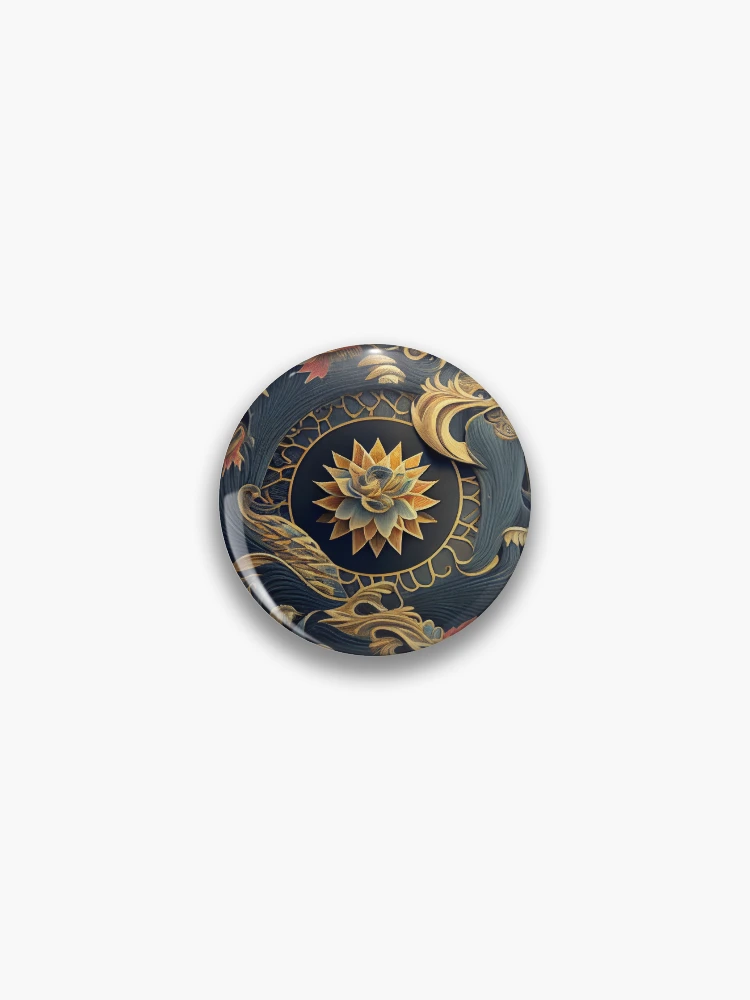Thumbnail 1 von 3, Button, Cool Smooth Detailed Asian Pattern Digital Painting designt und verkauft von CodeAndColors.