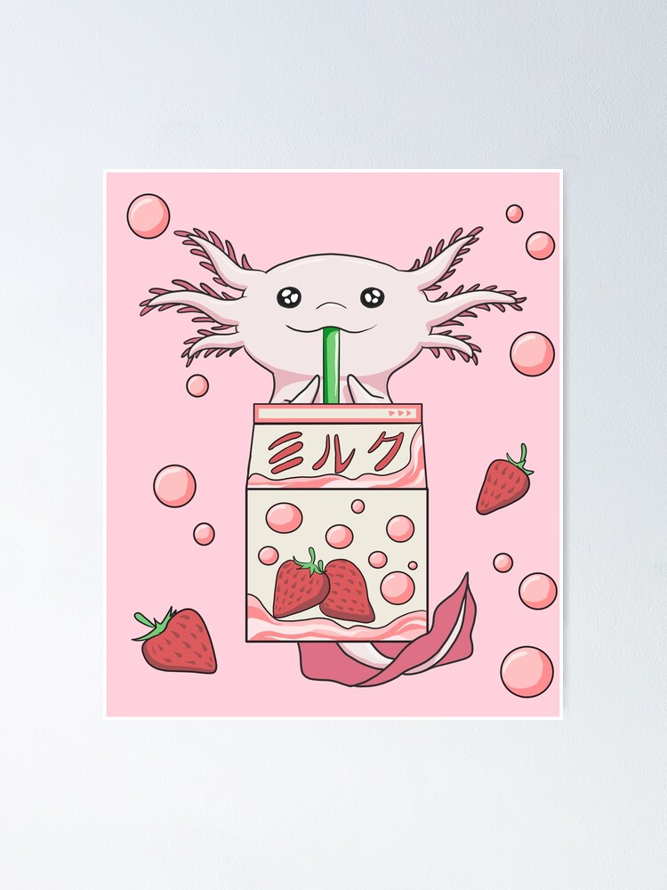 Strawberry Milk Axolotl Fish Cartoon Cute Axolotl' Men's T-Shirt