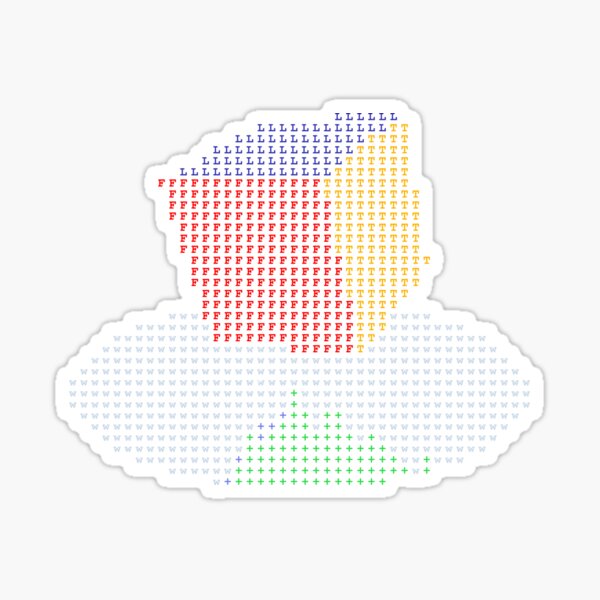 3D cube rendered with ascii characters Sticker