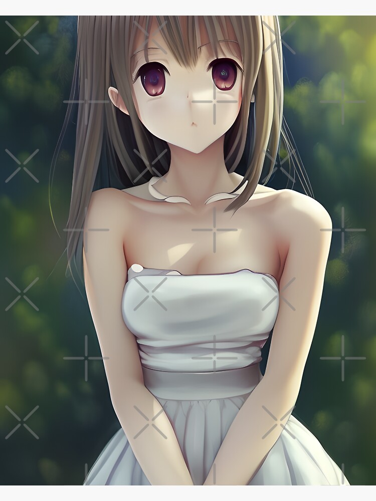Premium AI Image | Anime girl with white hair wearing white dress on a  bright background