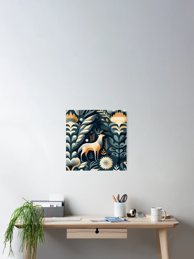 Aperçu 2 sur 3. Poster avec l'œuvre Designer Scandinavian Pattern Digital Painting créée et vendue par CodeAndColors.