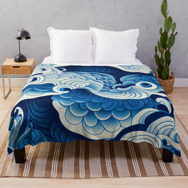 Aperçu de l'œuvre Blue Smooth Anime Traditional Pattern Digital Painting créée et vendue par CodeAndColors.